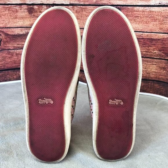 Coach Heart Print Blush Pink Gold Trim Heart Slip On Shoes Size 10B - Picture 10 of 16